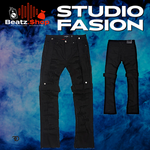 F1741 FROST STACK JEANS WITH STRAPS - Beatz.Shop